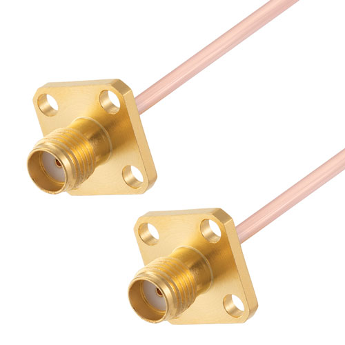 SMA Female 4 Hole Flange to SMA Female 4 Hole Flange Cable RG405 Type .086 Coax in 50 CM FMCA2956-50CM