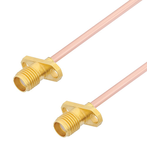 SMA Female 2 Hole Flange to SMA Female 2 Hole Flange Cable RG405 Type .086 Coax in 100 CM FMCA2957-100CM