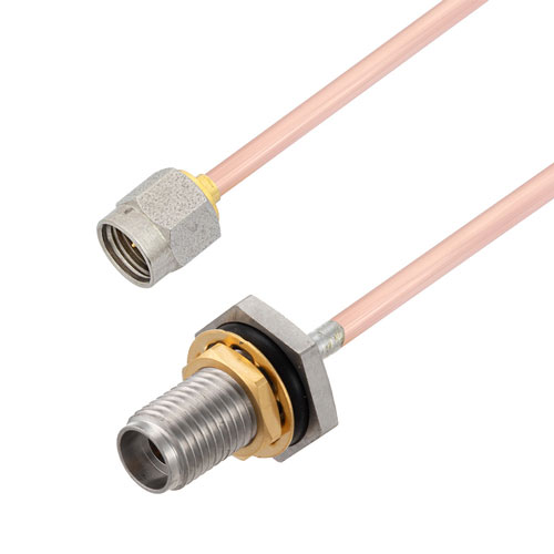 2.92mm Male to 2.92mm Female Bulkhead Cable RG405 Type .086 Coax in 48 Inch FMCA2960-48