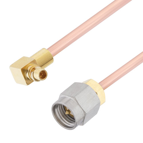 SMA Male to RA MMCX Plug Cable RG405 Type .086 Coax in 50 CM FMCA2973-50CM