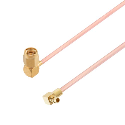 RA MMCX Plug to RA SMA Male Cable RG405 Type .086 Coax in 36 Inch FMCA2975-36