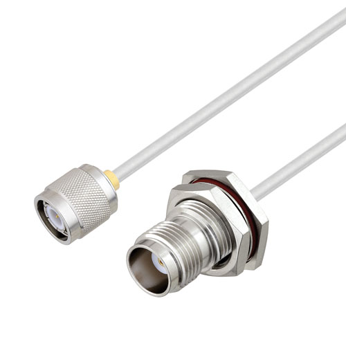 TNC Male to TNC Female Bulkhead Cable Tinned Aluminum RG405 Type .086 Coax in 50 CM FMCA2979-50CM