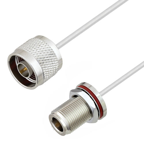 N Male to N Female Bulkhead Cable Tinned Aluminum RG405 Type .086 Coax in 150 CM FMCA2995-150CM