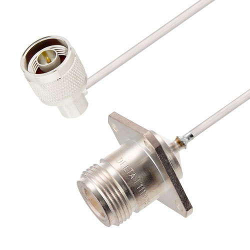 RA N Male to N Female 4 Hole Flange Cable Tinned Aluminum RG405 Type .086 Coax in 36 Inch Length FMCA3000-36