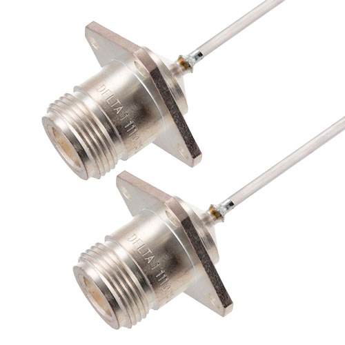 N Female 4 Hole Flange to N Female 4 Hole Flange Cable Tinned Aluminum RG405 Type .086 Coaxx in 48 Inch Length FMCA3002-48