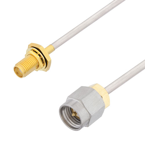 SMA Male to SMA Female Bulkhead Cable Tinned Aluminum RG405 Type .086 Coax in 36 Inch Length FMCA3004-36