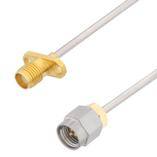 SMA Male to SMA Female 2 Hole Flange Cable Tinned Aluminum RG405 Type .086 Coax in 200CM Length FMCA3006-200CM