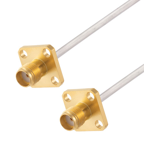 SMA Female 4 Hole Flange to SMA Female 4 Hole Flange Cable Tinned Aluminum RG405 Type .086 Coax in 50 CM FMCA3012-50CM