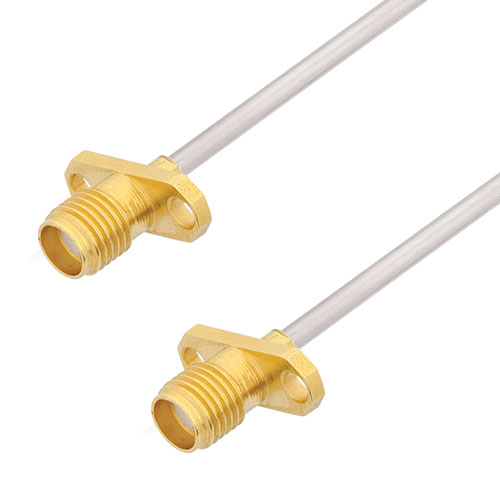 SMA Female 2 Hole Flange to SMA Female 2 Hole Flange Cable Tinned Aluminum RG405 Type .086 Coax in 200 CM FMCA3013-200CM