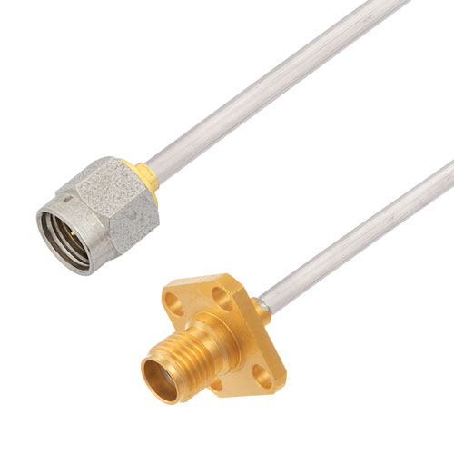 2.92mm Male to 2.92mm Female 4 Hole Flange Cable Tinned Aluminum RG405 Type .086 Coax in 60 Inch FMCA3017-60