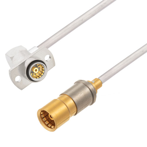 Snap-On BMA Jack to RA Slide-On BMA Jack 2 Hole Flange Cable Tinned Aluminum RG405 Type .086 Coax in 50 CM FMCA3021-50CM