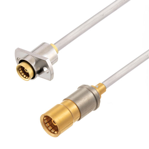 Snap-On BMA Jack to Slide-On BMA Jack 2 Hole Flange Cable Tinned Aluminum RG405 Type .086 Coax in 50 CM FMCA3023-50CM