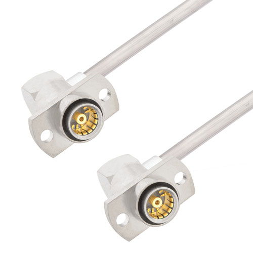 Slide-On RA BMA Jack 2 Hole Flange to RA Slide-On BMA Jack 2 Hole Flange Cable Tinned Aluminum RG405 Type .086 Coax in 12 Inch FMCA3025-12