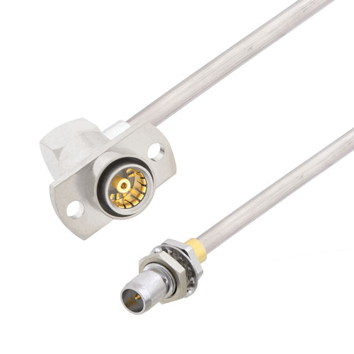 Slide-On BMA Plug Bulkhead to RA Slide-On BMA Jack 2 Hole Flange Cable Tinned Aluminum RG405 Type .086 Coax in 60 Inch FMCA3026-60