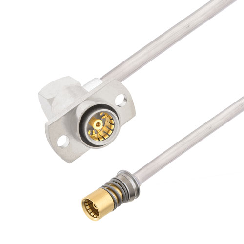 Snap-On BMA Jack to RA Slide-On BMA Jack 2 Hole Flange Cable Tinned Aluminum RG405 Type .086 Coax in 150 CM FMCA3028-150CM