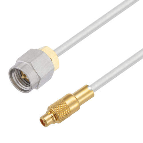 MMCX Plug to SMA Male Cable Tinned Aluminum RG405 Type .086 Coax in 12 Inch FMCA3034-12