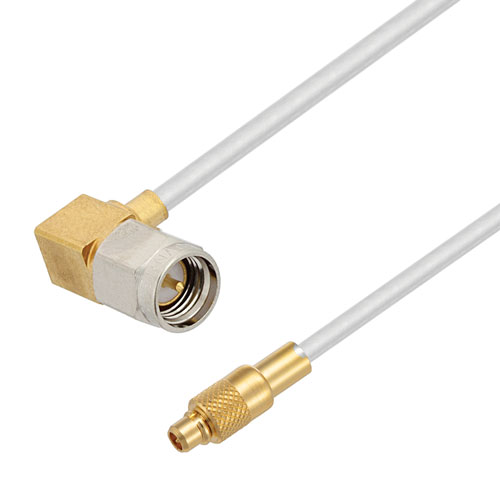 MMCX Plug to RA SMA Male Cable Tinned Aluminum RG405 Type .086 Coax in 60 Inch FMCA3036-60