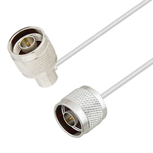 N Male to RA N Male Cable Tinned Copper RG405 Type .086 Coax in 24 Inch Length FMCA3055-24