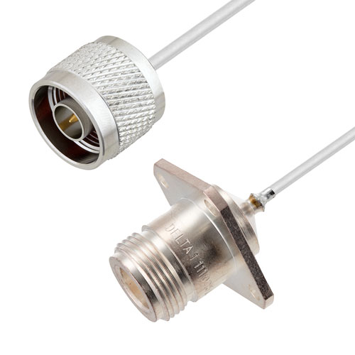 N Male to N Female 4 Hole Flange Cable Tinned Copper RG405 Type .086 Coax FMCA3058