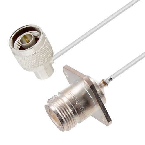 RA N Male to N Female 4 Hole Flange Cable Tinned Copper RG405 Type .086 Coax in 150 CM FMCA3062-150CM