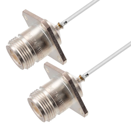 N Female 4 Hole Flange to N Female 4 Hole Flange Cable Tinned Copper RG405 Type .086 Coax in 150 CM FMCA3064-150CM