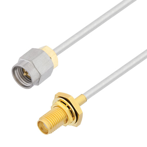 SMA Male to SMA Female Bulkhead Cable Tinned Copper RG405 Type .086 Coax in 36 Inch FMCA3068-36