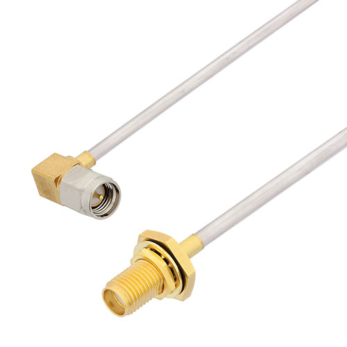 RA SMA Male to SMA Female Bulkhead Cable Tinned Copper RG405 Type .086 Coax in 24 Inch FMCA3073-24