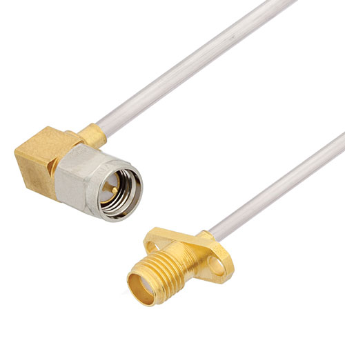 RA SMA Male to SMA Female 2 Hole Flange Cable Tinned Copper RG405 Type .086 Coax in 100 CM FMCA3075-100CM