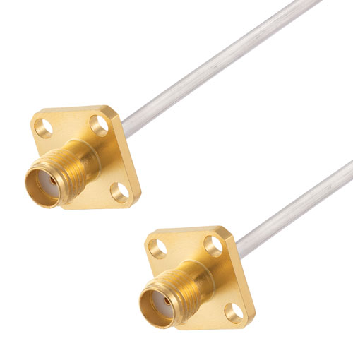 SMA Female 4 Hole Flange to SMA Female 4 Hole Flange Cable Tinned Copper RG405 Type .086 Coax in 36 Inch FMCA3077-36