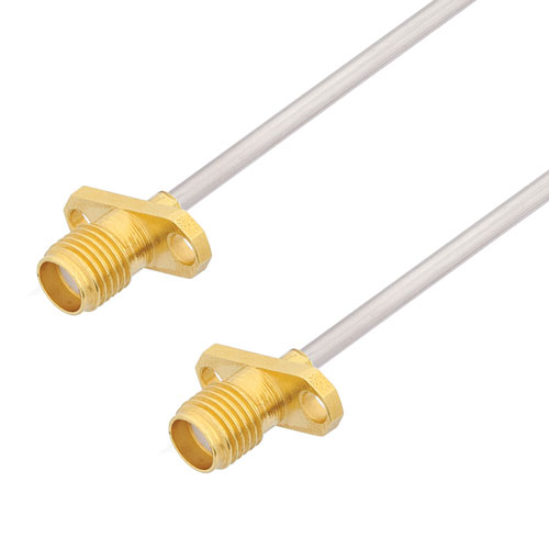 SMA Female 2 Hole Flange to SMA Female 2 Hole Flange Cable Tinned Copper RG405 Type .086 Coax FMCA3078