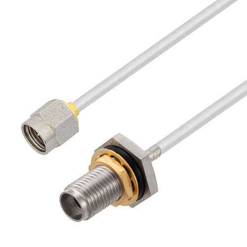 2.92mm Male to 2.92mm Female Bulkhead Cable Tinned Copper RG405 Type .086 Coax in 24 Inch FMCA3081-24