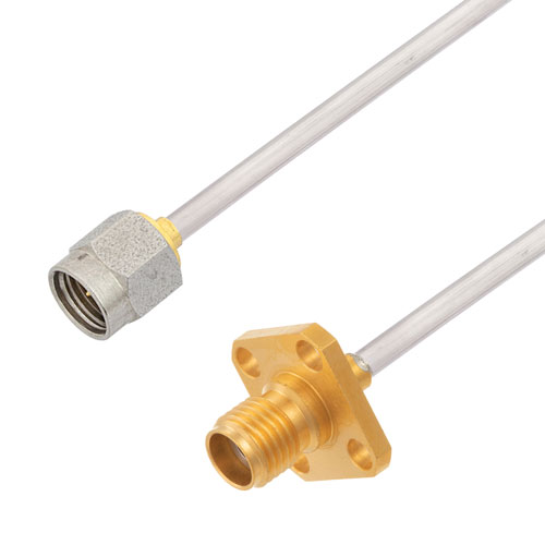 2.92mm Male to 2.92mm Female 4 Hole Flange Cable Tinned Copper RG405 Type .086 Coax in 200 CM FMCA3082-200CM