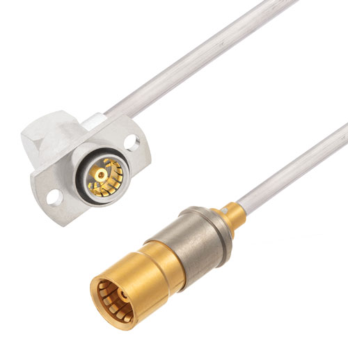 Snap-On BMA Jack to RA Slide-On BMA Jack 2 Hole Flange Cable Tinned Copper RG405 Type .086 Coax in 60 Inch FMCA3086-60