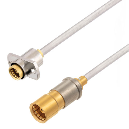 Snap-On BMA Jack to Slide-On BMA Jack 2 Hole Flange Cable Tinned Copper RG405 Type .086 Coax in 12 Inch FMCA3088-12