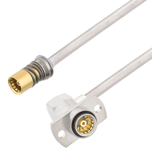 Snap-On BMA Jack to RA Slide-On BMA Jack 2 Hole Flange Cable Tinned Copper RG405 Type .086 Coax in 24 Inch FMCA3093-24