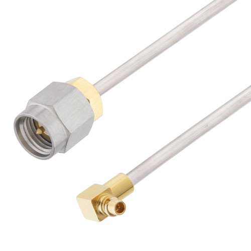 RA MMCX Plug to SMA Male Cable Tinned Copper RG405 Type .086 Coax in 100 CM Length FMCA3100-100CM