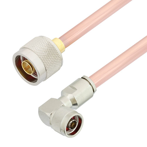 N Male to RA N Male Cable RG401 Type .250 Coax in 36 Inch Length FMCA3105-36