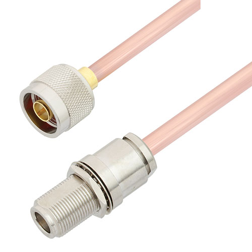 N Male to N Female Bulkhead Cable RG401 Type .250 Coax in 50 CM Length FMCA3107-50CM