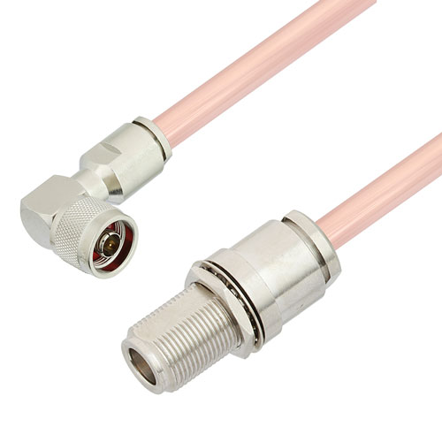 RA N Male to N Female Bulkhead Cable RG401 Type .250 Coax in 36 Inch FMCA3111-36