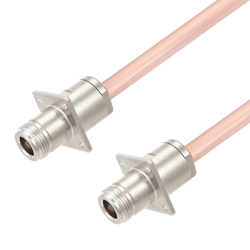 N Female 4 Hole Flange to N Female 4 Hole Flange Cable RG401 Type .250 Coax in 50 CM with LF Solder FMCA3114-50CM