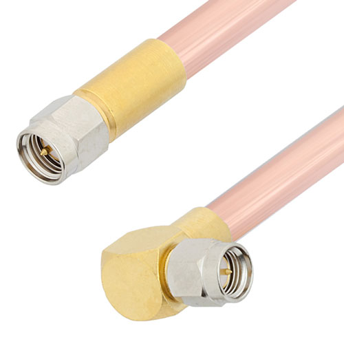 SMA Male to RA SMA Male Cable RG401 Type .250 Coax in 36 Inch FMCA3116-36