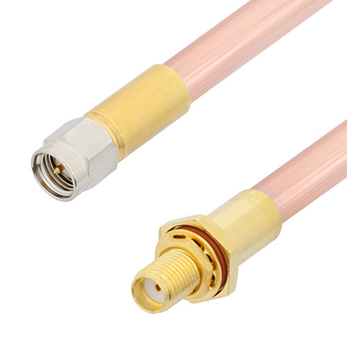 SMA Male to SMA Female Bulkhead Cable RG401 Type .250 Coax in 48 Inch FMCA3117-48