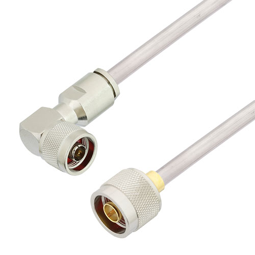 N Male to RA N Male Cable Tinned Aluminum RG401 Type .250 Coax in 24 Inch FMCA3122-24