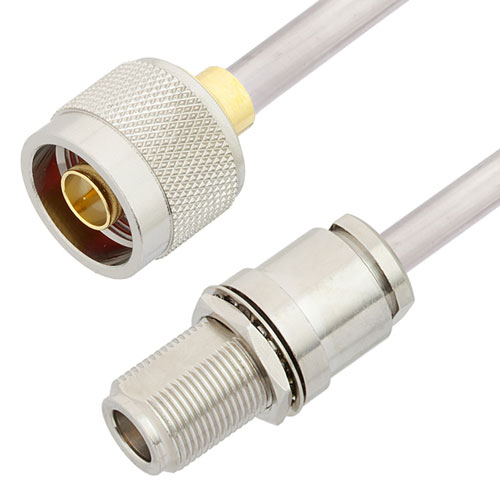 N Male to N Female Bulkhead Cable Tinned Aluminum RG401 Type .250 Coax in 24 Inch FMCA3124-24