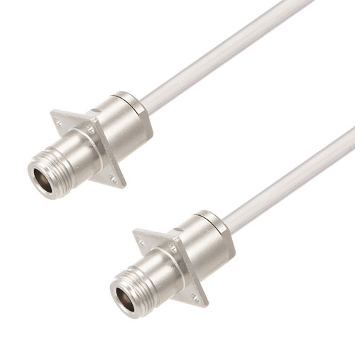 N Female 4 Hole Flange to N Female 4 Hole Flange Cable Tinned Aluminum RG401 Type .250 Coax in 24 Inch FMCA3131-24