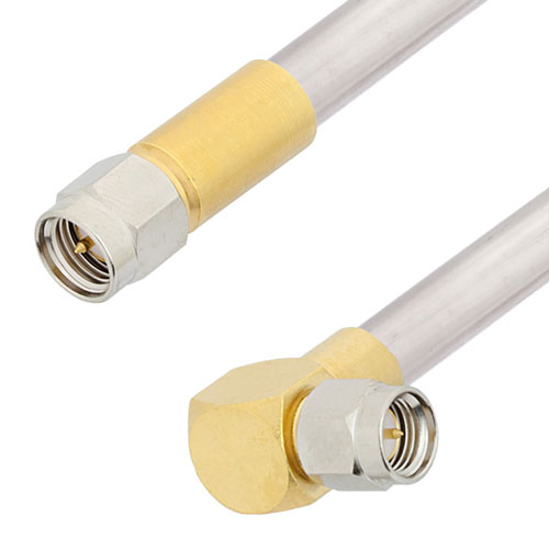 SMA Male to RA SMA Male Cable Tinned Aluminum RG401 Type .250 Coax in 24 Inch FMCA3133-24