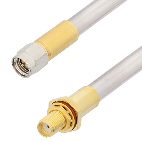 SMA Male to SMA Female Bulkhead Cable Tinned Aluminum RG401 Type .250 Coax in 60 Inch FMCA3134-60