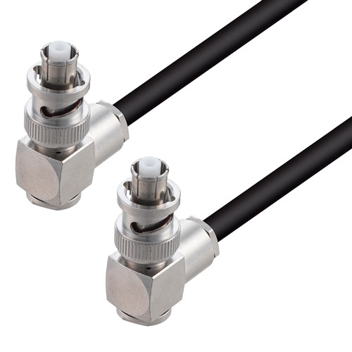 RA SHV Plug to RA SHV Plug Cable 75 Ohm RG-59 Black Coax in 24 Inch FMCA3147-24