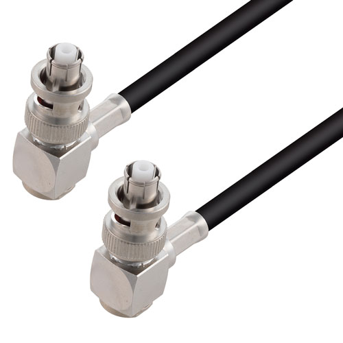 RA SHV Plug to RA SHV Plug Cable 75 Ohm RG-59 Black Coax in 12 Inch FMCA3150-12