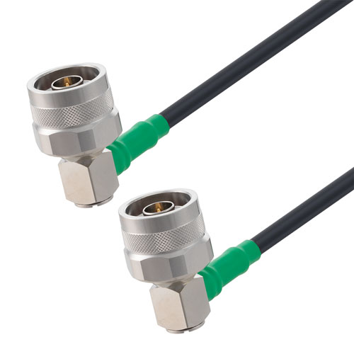 Low Loss RA N Male to RA N Male Cable LMR-195 Coax with Times Microwave Components with LF Solder, 180 Degree Clocking FMCA3180/0401